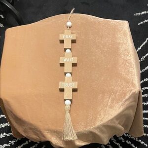 Novelty Wooden Cross Wall Hanging with Tassel